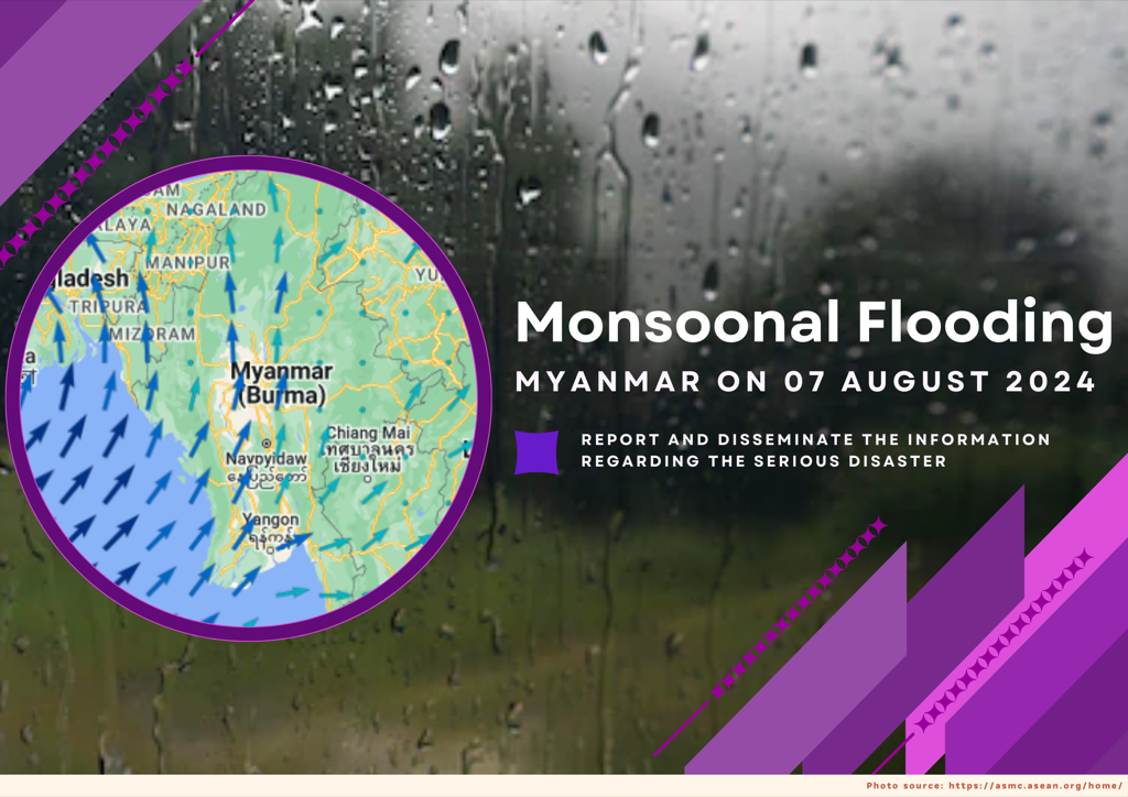 Monsoonal Flooding Myanmar on 07 August 2024
